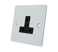 Alliance Electrical FPC5ASOCBL 5 A Black Insert Flat Round Pin "Unswitched" Plug Socket - Polished Chrome