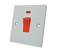 Alliance Electrical FPCCSWWH Polished Chrome Flat 45A White Insert-45 Amp DP Cooker Switch w/Neon Indicator 1-Gang Plate