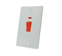 Alliance Electrical FPCCSWWHT Polished Chrome Flat 45A White Insert Tall Plate-45 Amp DP Cooker Switch w/Neon Indicator 2-Gang Plate