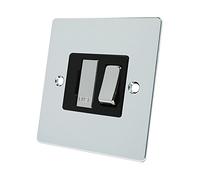 Alliance Electrical FPCSFSBC Polished Chrome Flat Spur Black Insert Metal Rocker Switch-13 Amp Switched Fused Connection Unit, 240 V