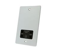 Alliance Electrical FPCSHABL 115/230 V 2 Gang Black Insert Dual Voltage Flat Shaver Socket - Polished Chrome