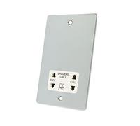 Alliance Electrical FPCSHAWH Polished Chrome Flat White Insert 2-Gang Dual Voltage 115V/230V Shaver Socket, 240 V