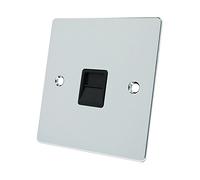 Alliance Electrical FPCTELSBL Polished Chrome Flat Telephone Slave Black Insert-BT Phone Extension Secondary Socket
