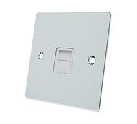 Alliance Electrical FPCTELSWH White Insert Flat BT Telephone Extension Secondary Slave Socket - Polished Chrome