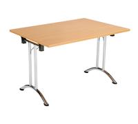 Alliance Rectangular Folding Table, 160wx80dx73h (cm), Chrome Frame, White, Express Delivery
