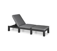Allibert by Keter Daytona Deluxe Outdoor Garden Sun lounger - Graphite with Grey Cushions