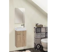 Allibert Washbasin and wall cabinet 1 door MIKE PACK 400x680x220mm Hamilton Oak