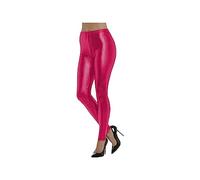 ALLIE-BUCHA New Womens Ladies Shiny American Metallic Skinny Disco Leggings Wet Look Stretchy Pants UK Sizes 8-22 (Hot Pink, SM UK(8-10))