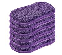 ALLIE ZENG Durable Scrub Scouring Sponge , Non-Scratch Microfiber Multi Surface Scrub and Wipe Sponges , Effortless Cleaning of Dishes, Pots and Pans, 6 Pack, Purple