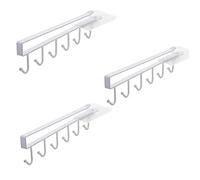 Alliebe 3 Pack Mug Cups Wine Glasses Storage Hooks Kitchen Utensil Ties Belts and Scarf Hanging Hook Rack Holder Under Cabinet Closet Without Drilling (White)