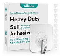 Alliebe 30 Pack Wall Heavy Duty 13lb(Max) Self Adhesive Hooks Waterproof Oilproof Hanging Hooks for Bathroom Shower Kitchen Office Outdoor Home Improvement Utility Hook
