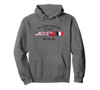 Allied Forces D-Day June 6, 1944 Black Lettering Pullover Hoodie