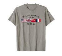 Allied Forces D-Day June 6, 1944 Black Lettering T-Shirt
