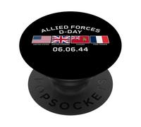 Allied Forces D-Day June 6, 1944 White Lettering PopSockets Adhesive PopGrip
