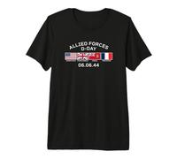 Allied Forces D-Day June 6, 1944 White Lettering Premium T-Shirt