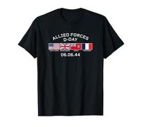 Allied Forces D-Day June 6, 1944 White Lettering T-Shirt