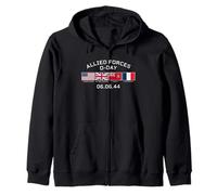 Allied Forces D-Day June 6, 1944 White Lettering Zip Hoodie