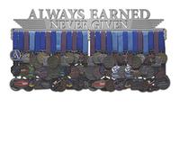 Allied Medal Hangers - Always Earned Never Given (Compact) - 30" Wide with 3 Hang Bars - Medal Hanger Holder Display Rack - Multiple Variations Offered!