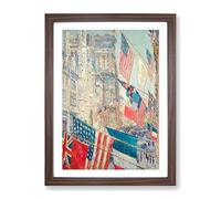 Allies Day In May By Childe Hassam Classic Painting Framed Print | A4 Walnut Framed Wall Art | Ready to Hang | Classic Historical Picture | Living Room Bedroom Lounge Office