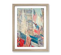 Allies Day In May By Childe Hassam Classic Painting Framed Wall Art Print, Ready to Hang Picture for Living Room Bedroom Home Office Décor, Oak A2 (64 x 46 cm)