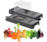 ALLIGATOR 3008-2-in-1 Multifunctional Chopper - Vegetable Cutter - Chip Cutter - 2 Interchangeable Blades - 6 x 6 mm and 12 x 12 mm - BPA Free - Black