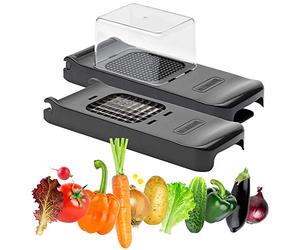 ALLIGATOR 3008-2-in-1 Multifunctional Chopper - Vegetable Cutter - Chip Cutter - 2 Interchangeable Blades - 6 x 6 mm and 12 x 12 mm - BPA Free - Black