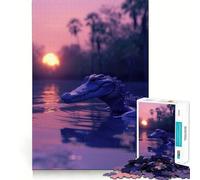 Alligator Aesthetic Sunset Adults 1000 Piece Jigsaw Puzzle Focus Memory Game Zero Gap Compact Fun for Family Game Time (38x52cm)