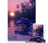 Alligator Aesthetic Sunset Jigsaw Puzzle for Adults 1000 Pieces Mind Power Restful Escape Uniform Edges Best Gift (38x52cm)