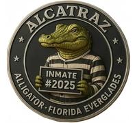 Alligator Alcatraz Challenge Co-in, Alligator Alcatraz Humor Collectible Co-in Crocodile Coins of the United States for History Fanatics Collectible Gift