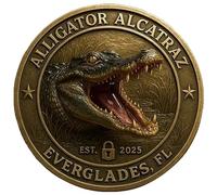Alligator Alcatraz Challenge Coin, Florida Everglades No-Escape Metal Coins Collectible with Ferocious Gator Pattern, 2025 New Funny Gator Design, Novelty Gift for History Buffs Florida Lovers(1PC)