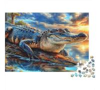 Alligator Art Print Jigsaw Puzzles Puzzles for Adults Kids. 1000 Piece Whimsical Challenge Toy Educational Game Home Decoration for Educational Games Gifts 38x26cm/1000pcs