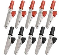 Alligator Clips, 10Pcs Red and Black Alligator Clips, 50mm Small Metal Electrical Clamps Wire Alligator Clips with Screw, Spring Clamps