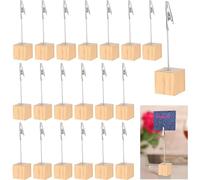 Alligator Clips with Wooden Base,Memo Clip Holder,Crocodile Memo Clip for Pictures Card Paper Note Clip,Shop Display Price Tag (Log-20 Pack)