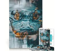 Alligator Close-Up 1000 Pieces Puzzles for Adults Mind Exercise Play Precision Cut Smooth Edges Relaxing Indoor Group Activity (38x26cm)