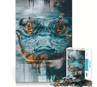 Alligator Close-Up Adults 1000 Piece Jigsaw Puzzle Focus Memory Game Zero Gap Compact Fun for Family Game Time (50x75cm)