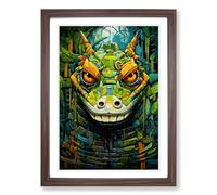 Alligator Futurism Framed Print | A2 Walnut Framed Wall Art | Ready to Hang | Modern Nature Picture | Living Room Bedroom Lounge Office