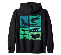 Alligator Gator Crocodile Retro Graphic For Zoo Animal Lover Zip Hoodie