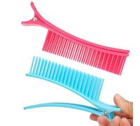 Alligator Hair Sectioning Grip Clips, 2 Pack Nonslip Hairstylist Must Haves for Cutting Coloring Barber Supplies, Professional Salon Braider, Neon Clip Parting Comb Quick & Efficient Nonslip Pink/Blue