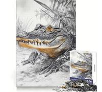 Alligator in Grass Jigsaw 1000 Pieces for Teenagers Analytical Skill Serene Escape Tight Join Holiday Present (50x75cm)