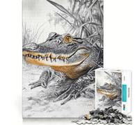 Alligator in Grass Jigsaw for Teenagers1000 Pieces Mind Skill Play Laser Cut for Flawless Fit Quiet Time Mind Exercise at Home (38x52cm)