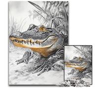 Alligator in Grass Jigsaw Puzzles 1000 Pieces for Adults Paper Jigsaw Puzzles DIY Decoration Brain Challenge for Adult Family 1000 PCS(38x26cm)