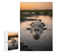 Alligator in Marsh at Sunset Jigsaw Puzzle, 1000 PCS, Indoor Activity for The Home, An Absorbing Project for Relaxed Weekends, at Home