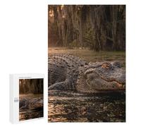 Alligator in Swamp at Sunset Jigsaw Puzzle, 1000 PCS, Indoor Activity for The Home, An Absorbing Project for Relaxed Weekends, at Home