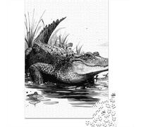 Alligator in Swamp Jigsaw Puzzles Puzzles for Adults Kids. 1000 Pieces Whimsical Challenge Toy Educational Games Home Decoration for Educational Games Gifts 38x26cm/1000pcs