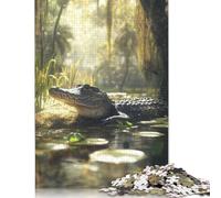 Alligator in Swamp Puzzle 500 Piece Adult Jigsaw Puzzle Puzzle for Adults Jigsaw Puzzles for Adults 500pcs (52x38cm)