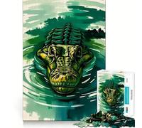 Alligator in Water 1000 Piece Jigsaws for Adults Think Training Play Tight Lock No Loose Pieces Unique Gift for Stress Relief (38x52cm)