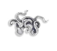 Alligator Octopus Pocket Brooch for Men Vintage Suit Pocket Animal Unisex Brooches Clothes Accessories for Wedding Birthday, Silver, One size