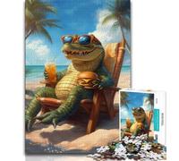 Alligator on Vacation Jigsaw Puzzles for Adults 1000 Piece,Help The Brain Exercise Addictive Toys to Cultivate Patience Suitable for Couples 38x26cm