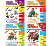 Alligator Pack of 4 Home Learning National Curriculum Activity Workbooks Maths Literacy Handwriting Childrens Pre-School Books