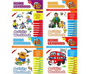 Alligator Pack of 4 Home Learning National Curriculum Activity Workbooks Maths Literacy Handwriting Childrens Pre-School Books